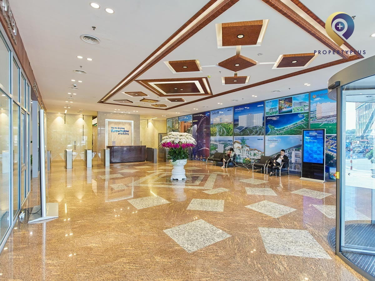 Eurowindow building lobby with polished floors and modern decor
